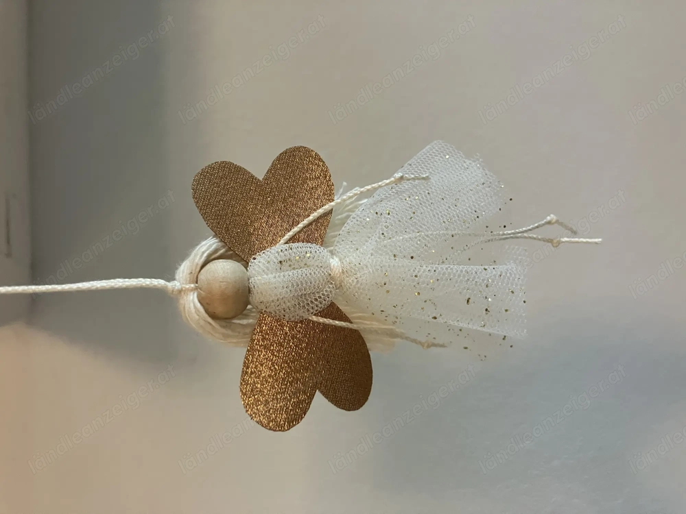 6 Stück Engel   Elfe   Fee in Weiß Gold mit Tüll zum hängen, H. 8 cm, Dekohänger