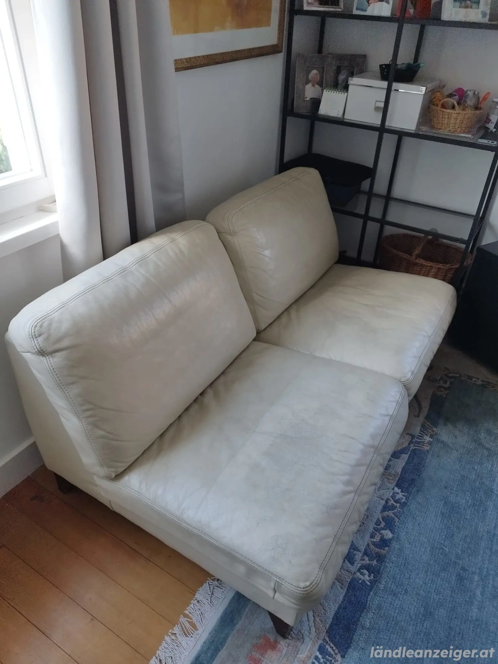 Ledersofa beige-2er&Eck-Teile 