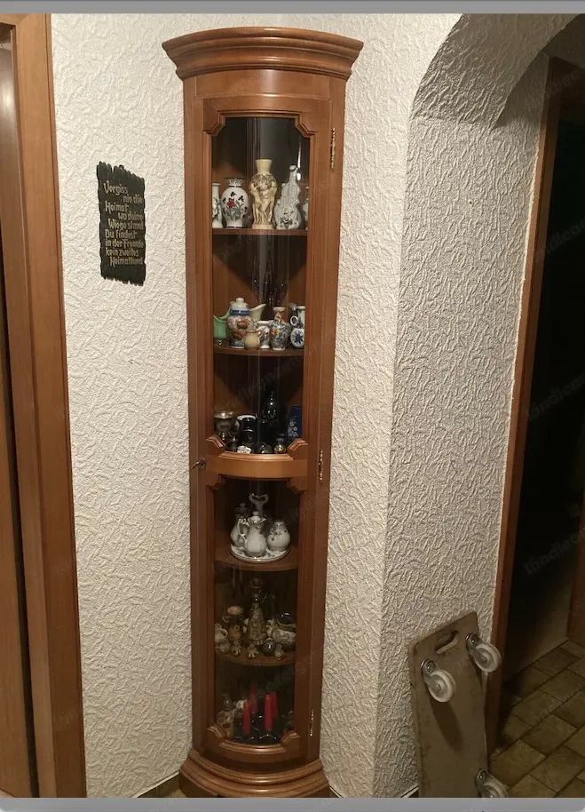 Biedermeier Vitrine Eckschrank Stil Eckvitrine Nussbaum Barock Empire Stilmöbel Louis XV Landhaus Em