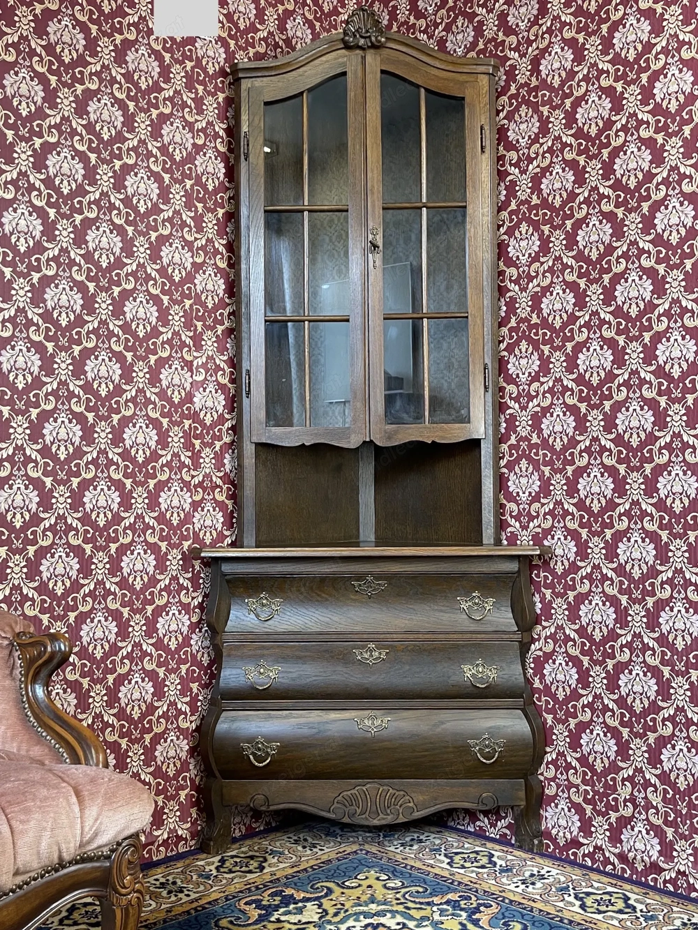 Vitrine Barockstil Eckvitrine Bauernschrank Bauernmöbel Stilmöbel Landhaus Eiche