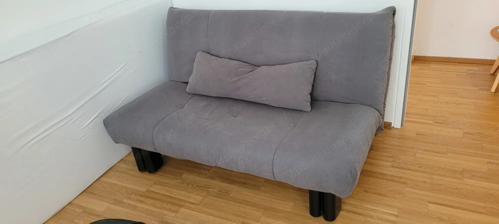 Schlafsofa Velours grau 140x200cm