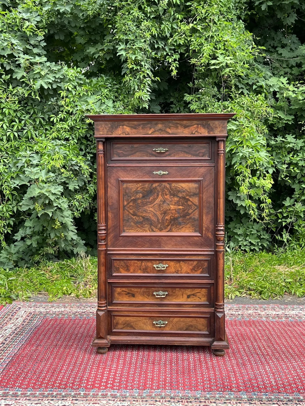 Gründerzeit Sekretär Biedermeier Schreibtisch Barock Nussbaum Schrank 