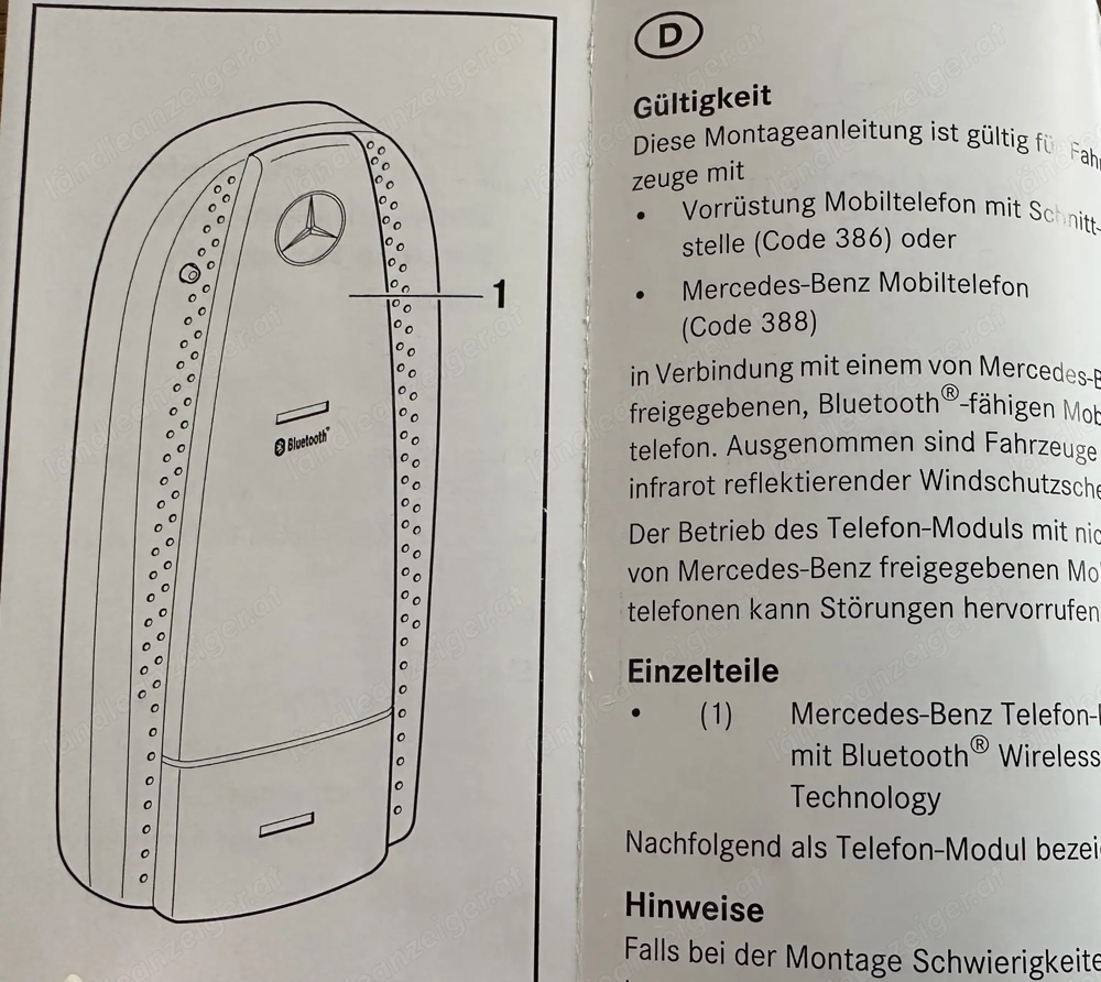 Bluetooth Telefonmodul für Mercedes Benz