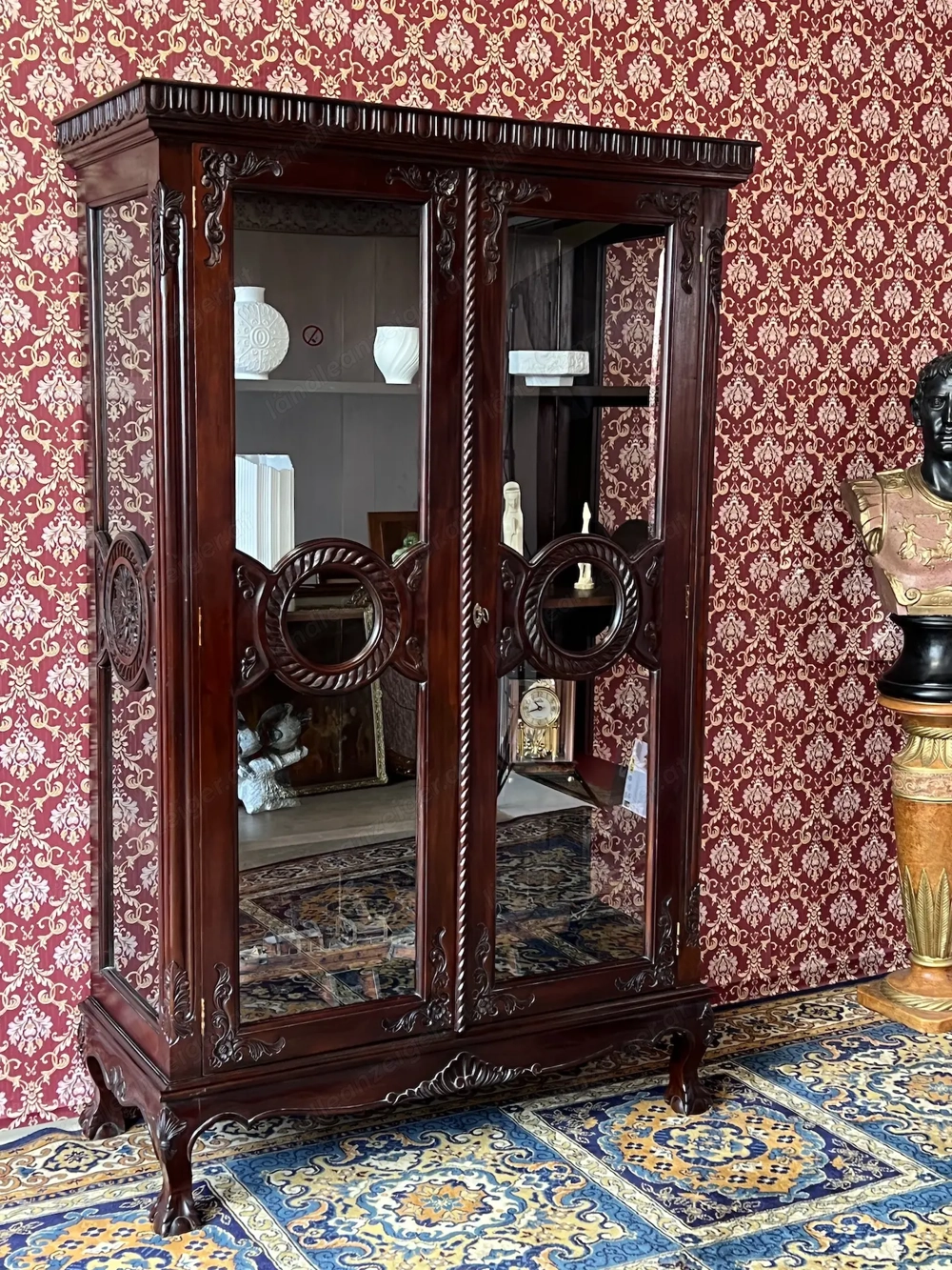 Biedermeier Vitrine Mahagoni Herrenzimmer Jugendstil