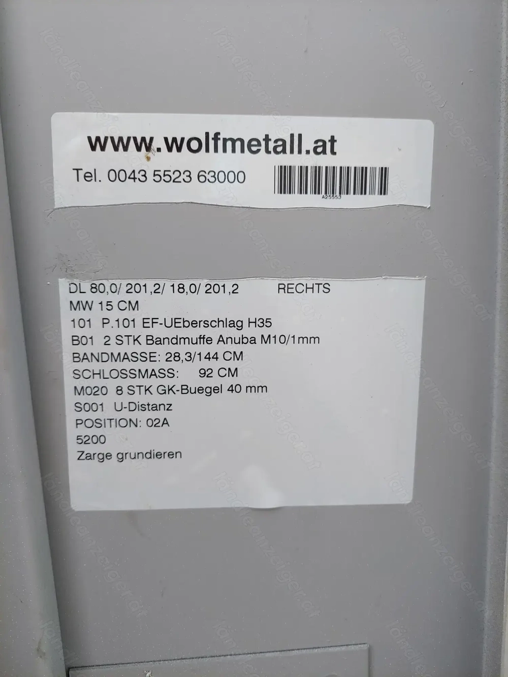 Türzarge Stahlzarge