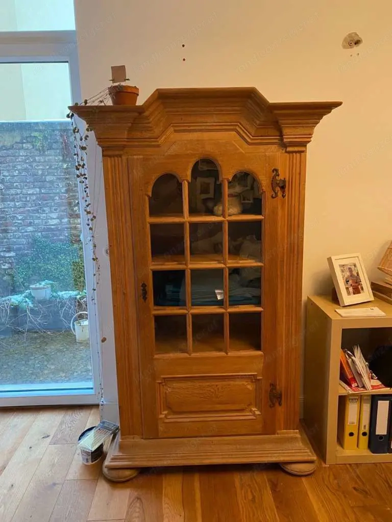 Biedermeier Vitrine Landhaus Bauernschrank Eiche Jugendstil Schrank Barock Stilmöbel