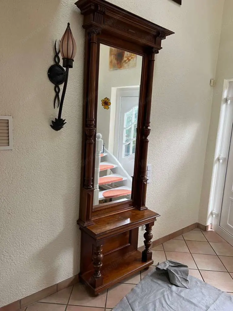 Gründerzeit Kommode Spiegel mit Konsole 1880 Nussbaum Garderobe Dielena 