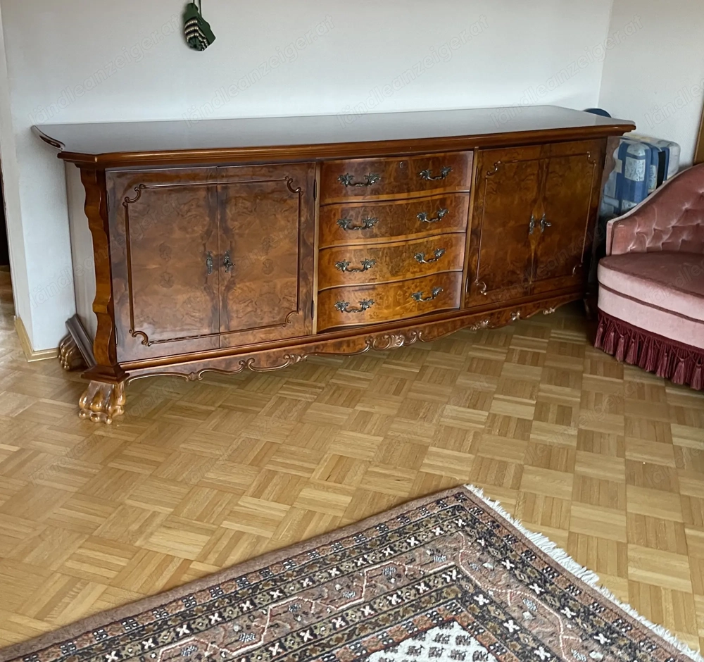 Barock Rokoko Kommode Sideboard Anrichte Nussbaum Herrenzimmer