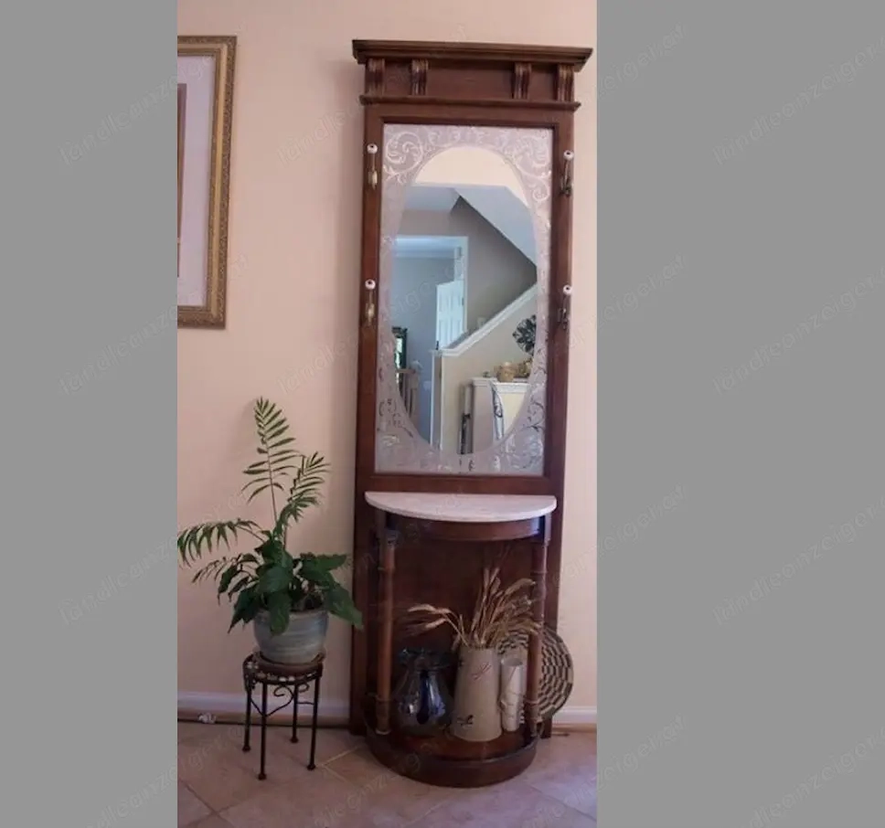 Garderobe Spiegel Kommode Gründerzeit Nussbaum Landhaus Vintage