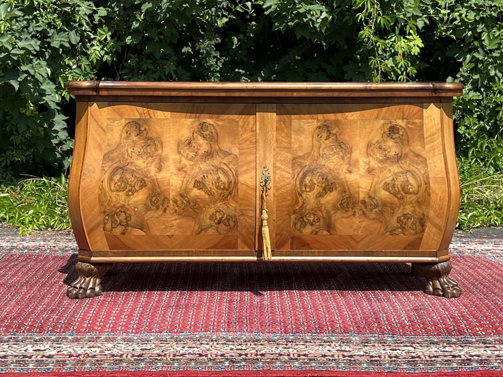 Barock Kommode Biedermeier Sideboard Louis XV Empire  Nussbaum Anrichte Herrenzimmer TV Schrank Stil