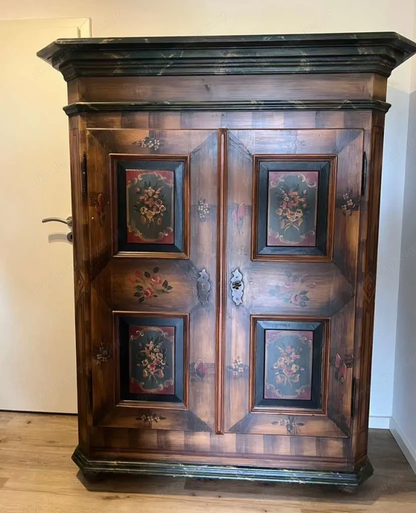 Barock Schrank Vintage Kleiderschrank Massiv Biedermeier Bauernschrank Landhaus Möbel Kasten
