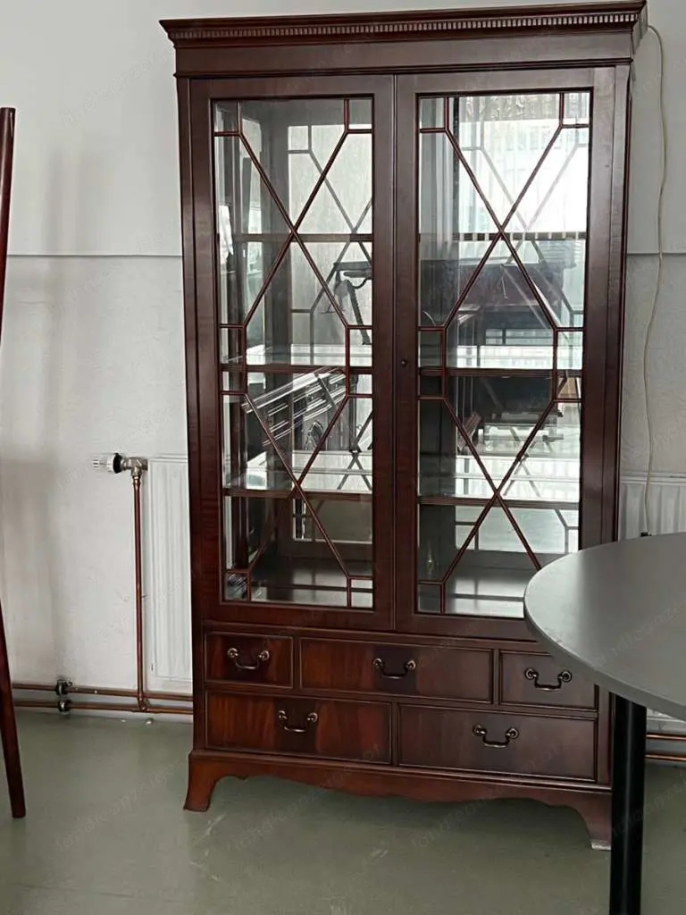 Biedermeier Vitrine Englische Möbel Bücherschrank Bookcase HELDENSE Mahagoni
