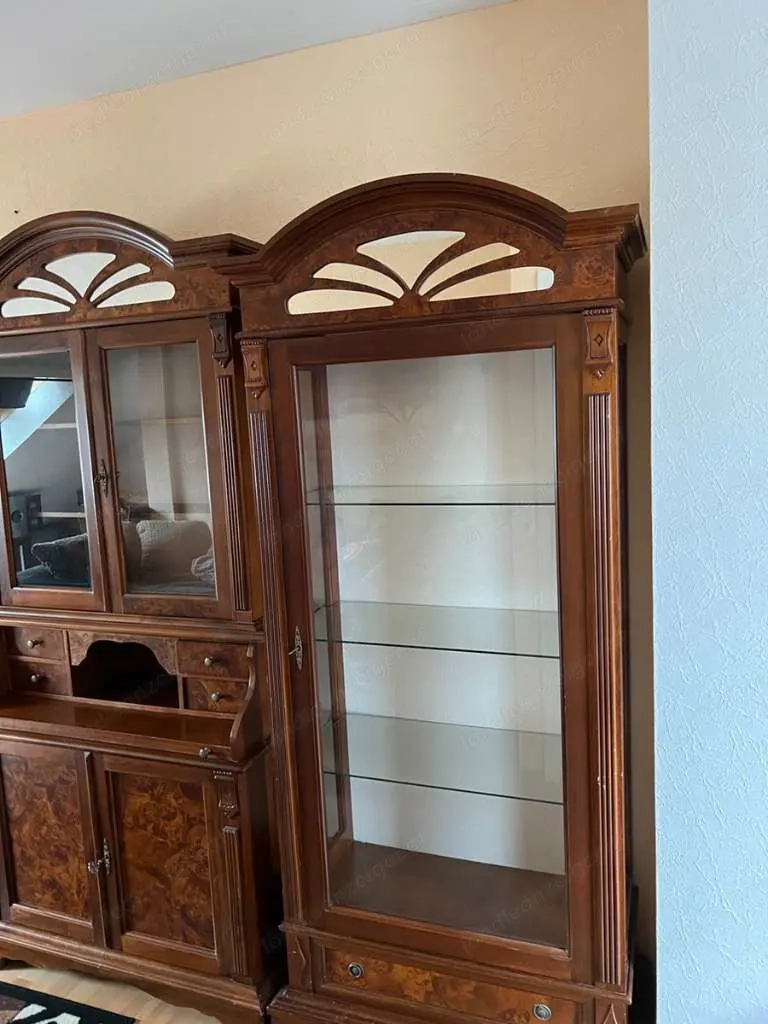 Gründerzeit Vitrine Nussbaum Stilmöbel Biedermeier Barock Schrank Louis XV Empire Nussbaum Sekretär