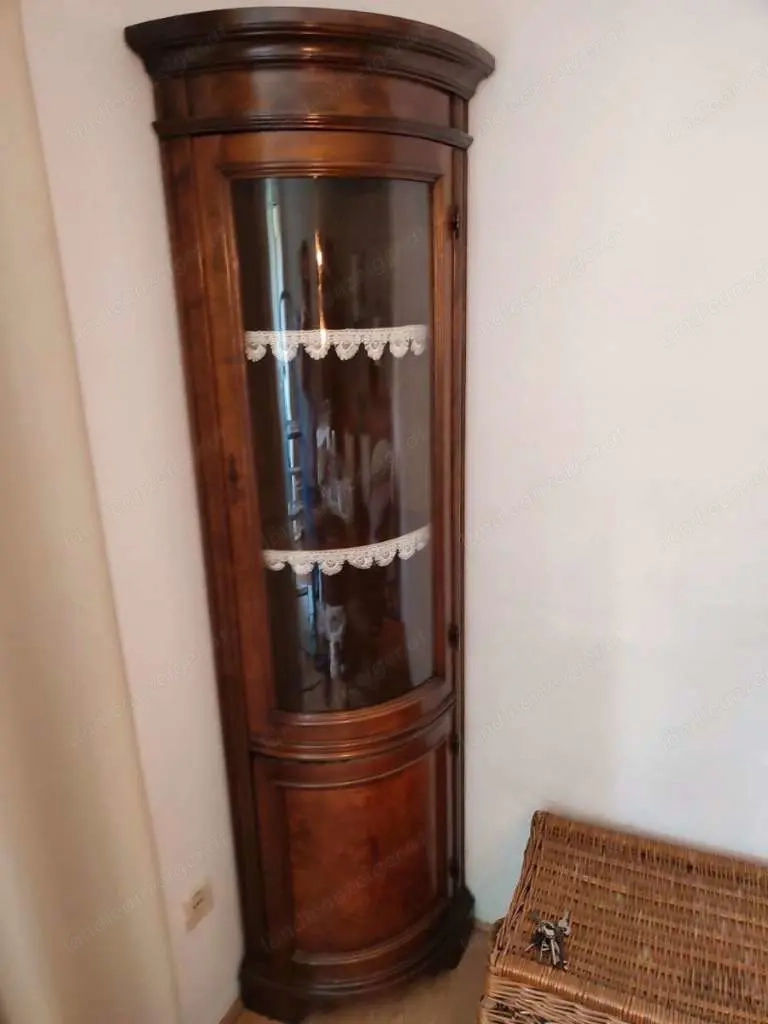  Biedermeier Vitrine Eckvitrine  Nussbaum Landhaus Möbel 