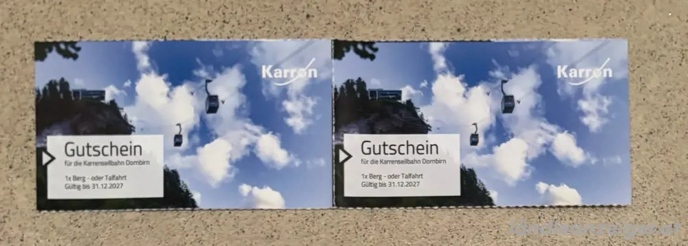 Dornbirn Karren Seilbahn Gutschein für Einzelfahrt