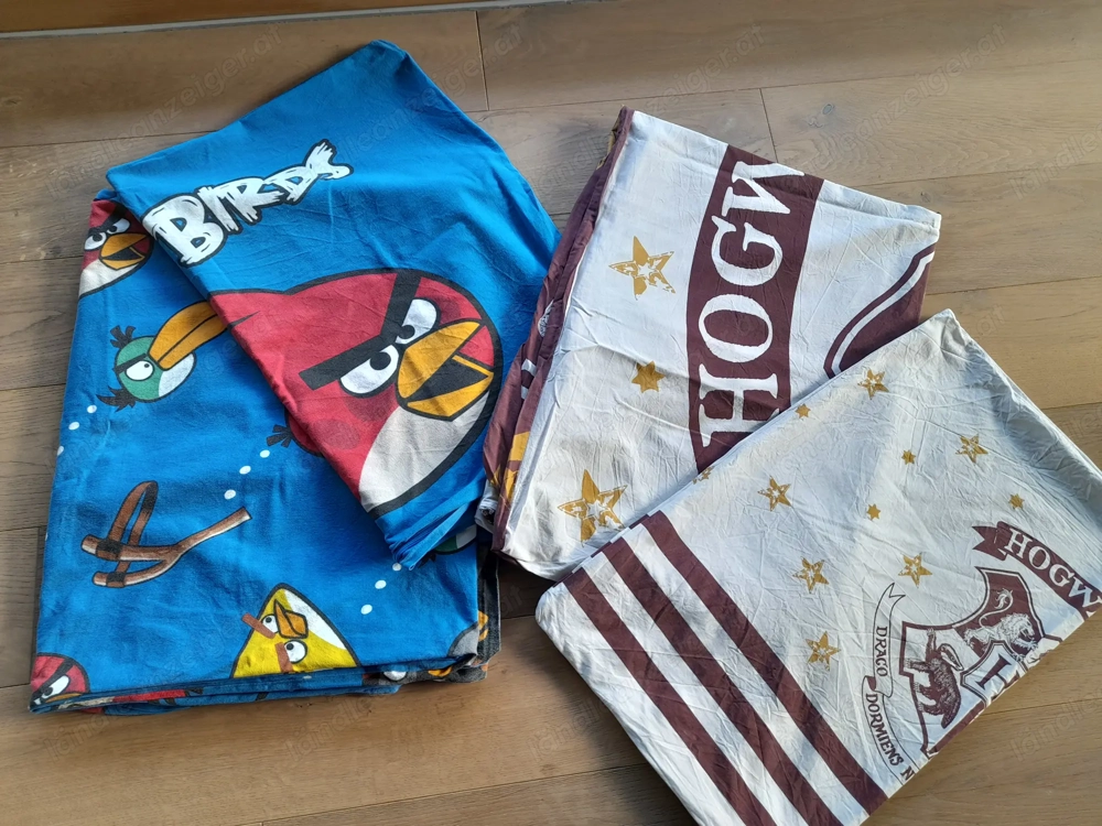 Bettwäsche-Set Kinder: Harry Potter + Angry Birds