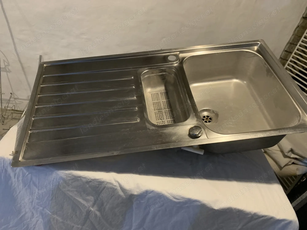 Edelstahl Spülbecken von Franke mit Abtropfbecken für Besteck