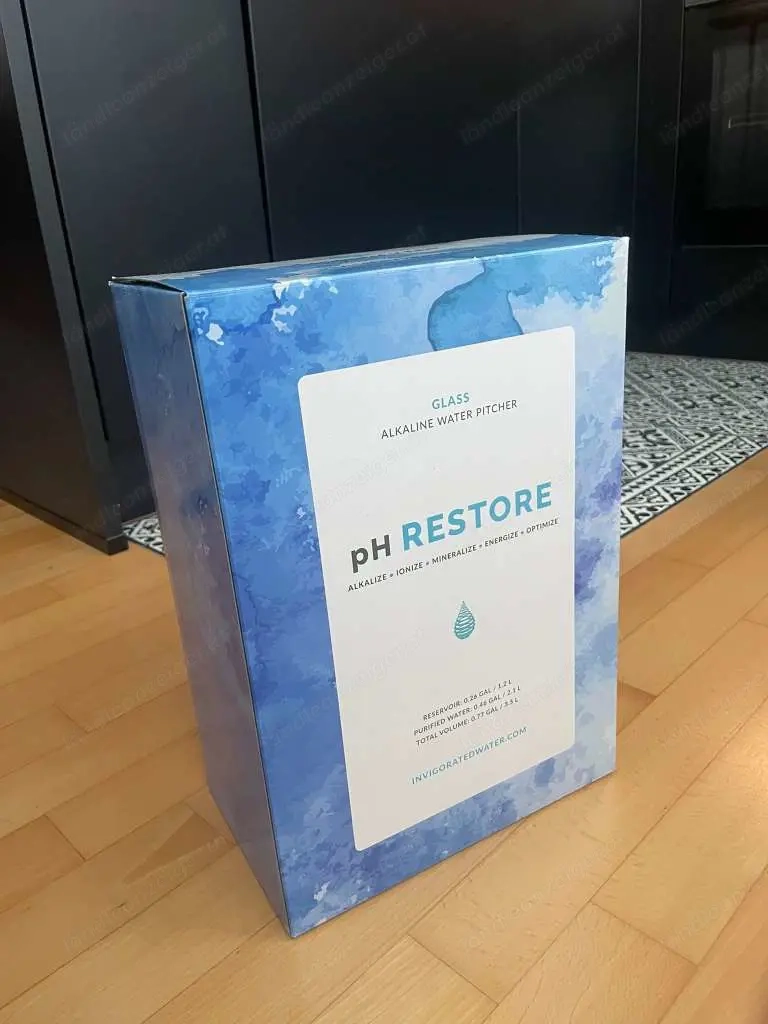 NEU: Glas Alkaline pH Wasserfilter mit Glas-Karaffe