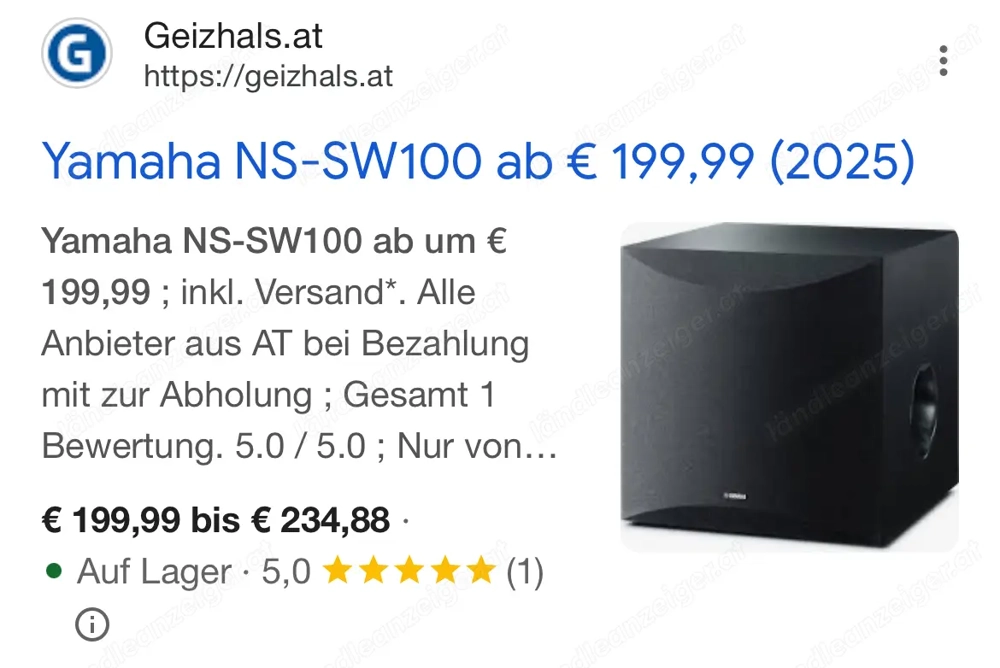Yamaha NS-SW100 top Subwoofer 