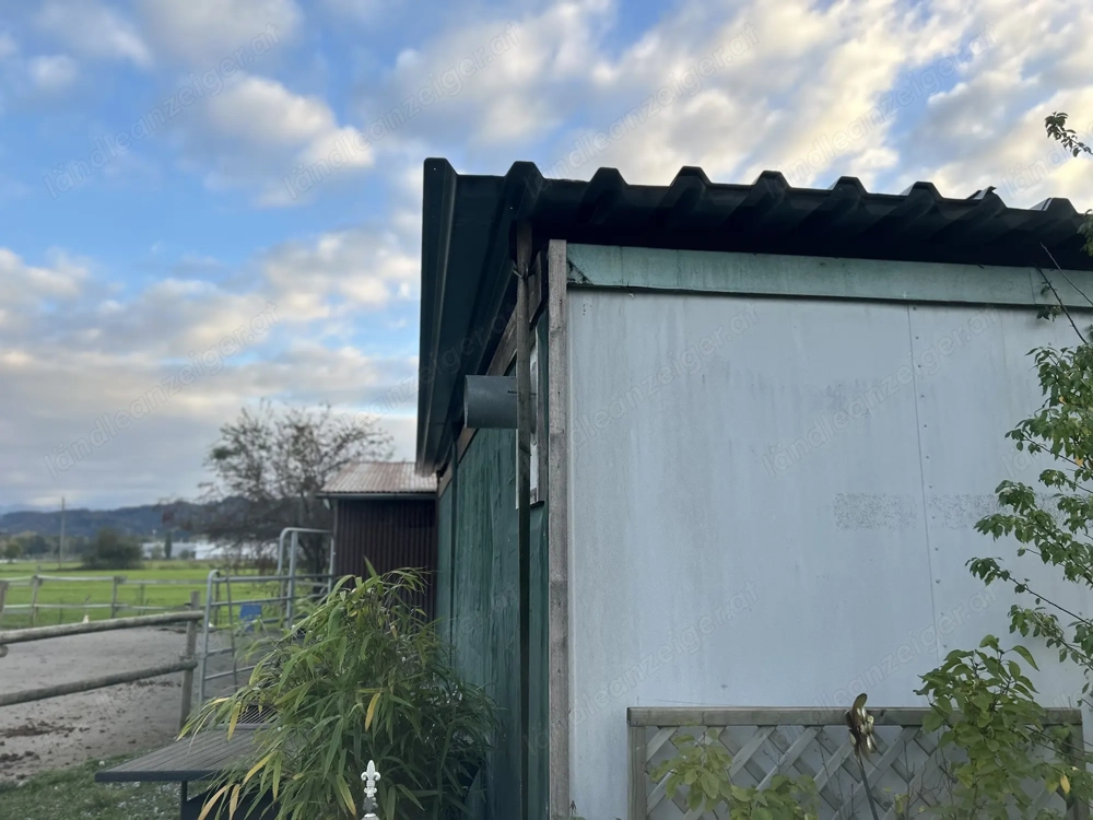 Container 9x3 m. Kl. Küche, Holzofen 