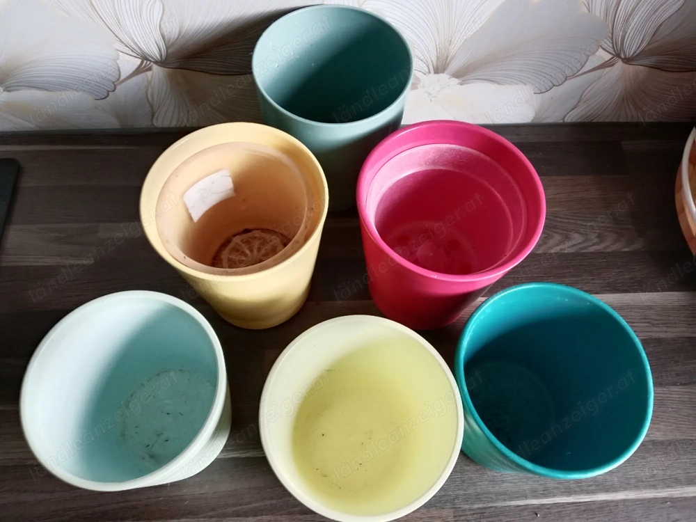 Blumentöpfe, Orchideentöpfe bunt Keramik Kunststoff 