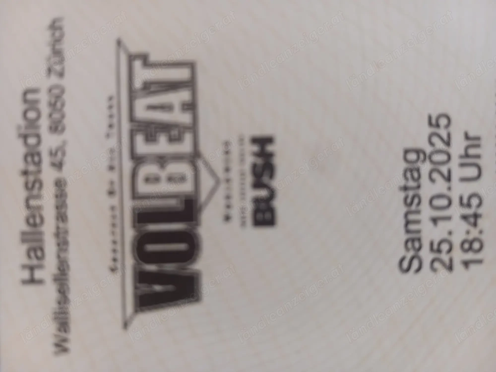 Volbeat Konzertkarten 25.10.2025 Zürich 