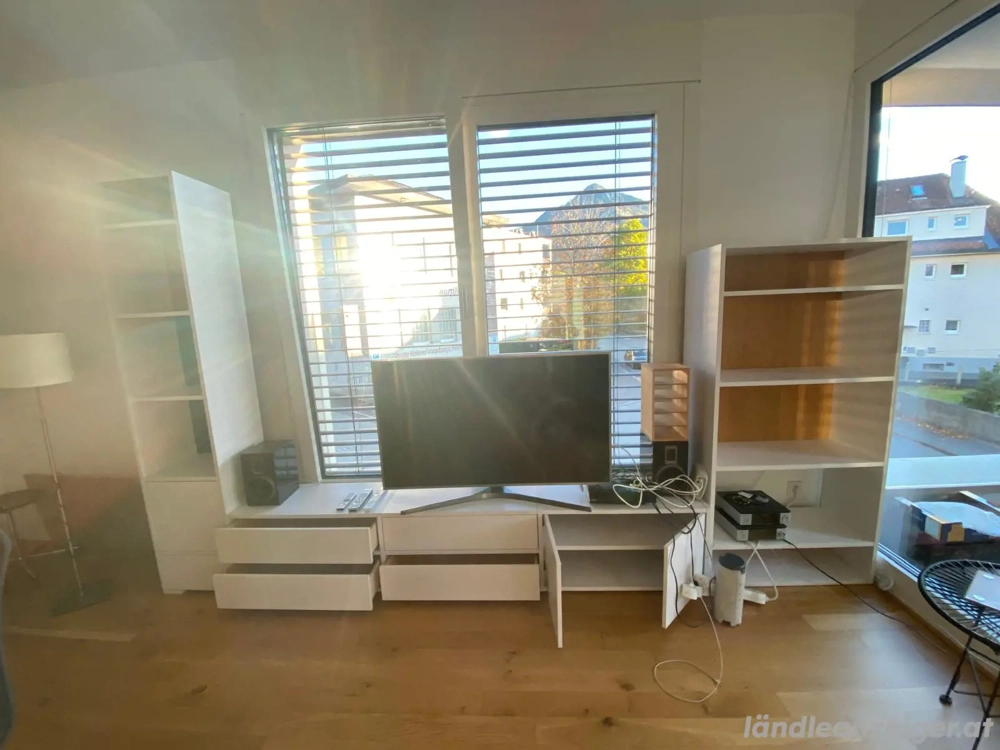 Wohnwand aus Holz weiß