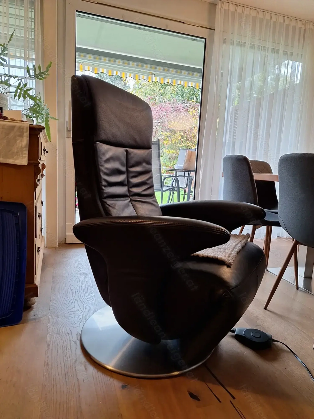 Relaxsessel elektrisch, schwarz, Leder