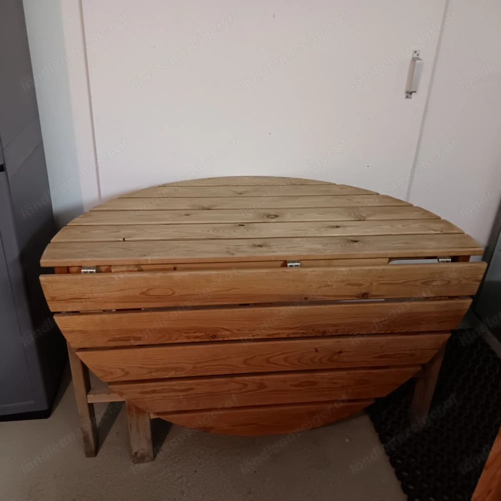 Holztisch einseitig bzw. beidseitig klappbar