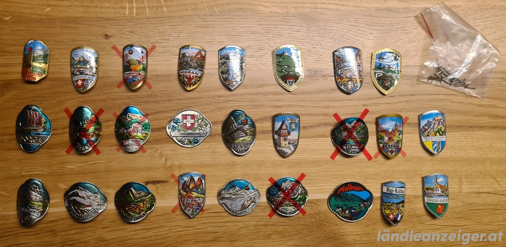 Alte Embleme antik Spazierstock Stocknagel rustikal