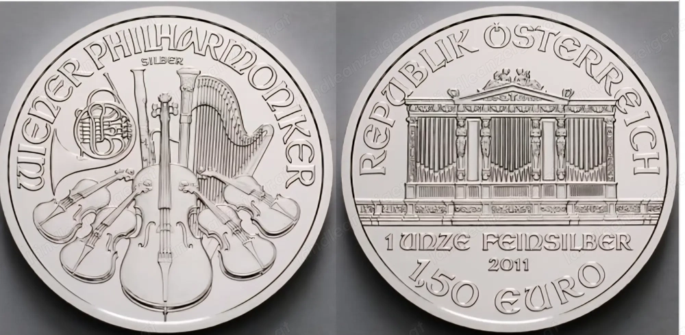 Wiener Philharmoniker, 1 Unze,  Silber 999 Jahr 2011