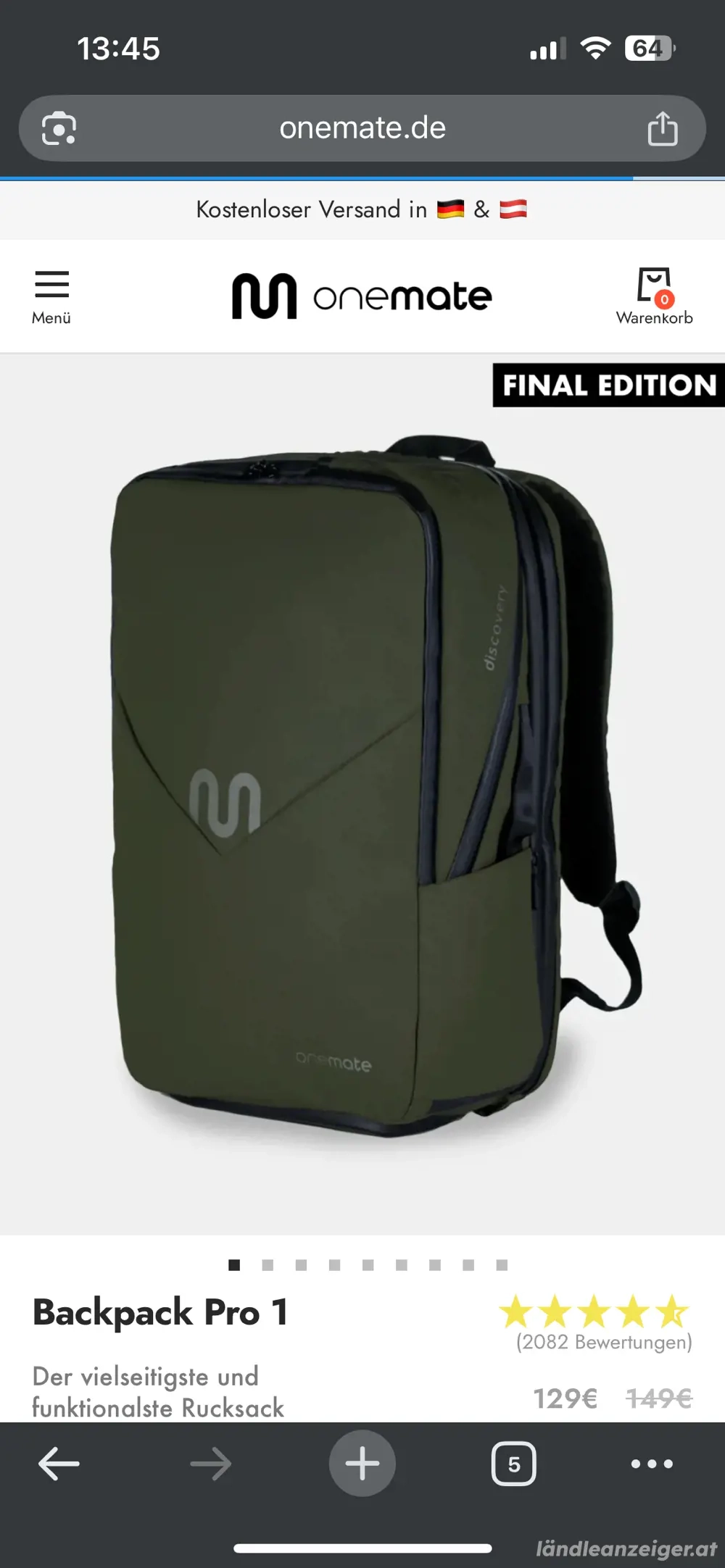 Grüner Rucksack 
