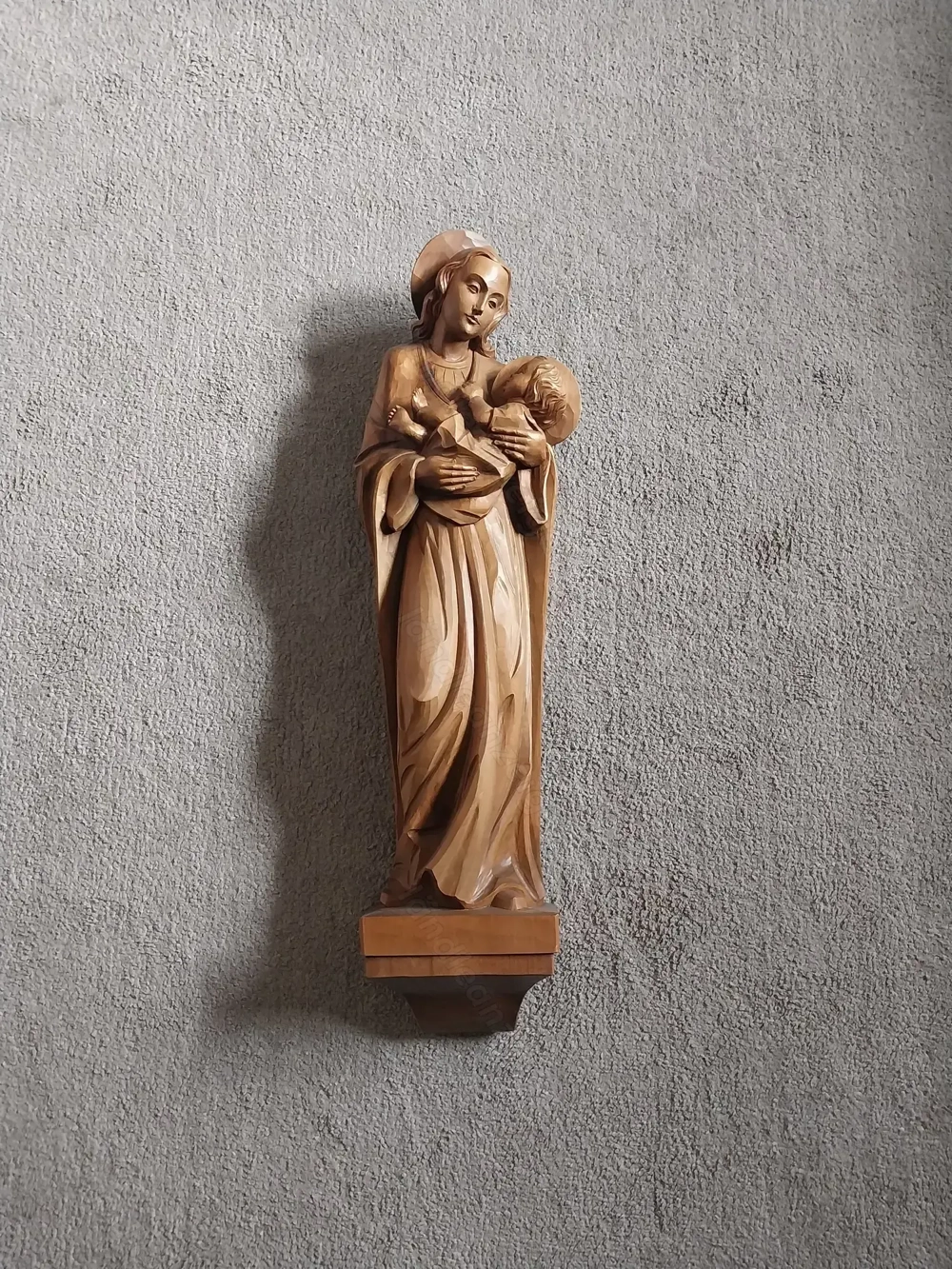 Alte holzfigur maria mit jesukind 1968 johan nitz   neuwertig 65x17 Cm  99,00    neuwertig