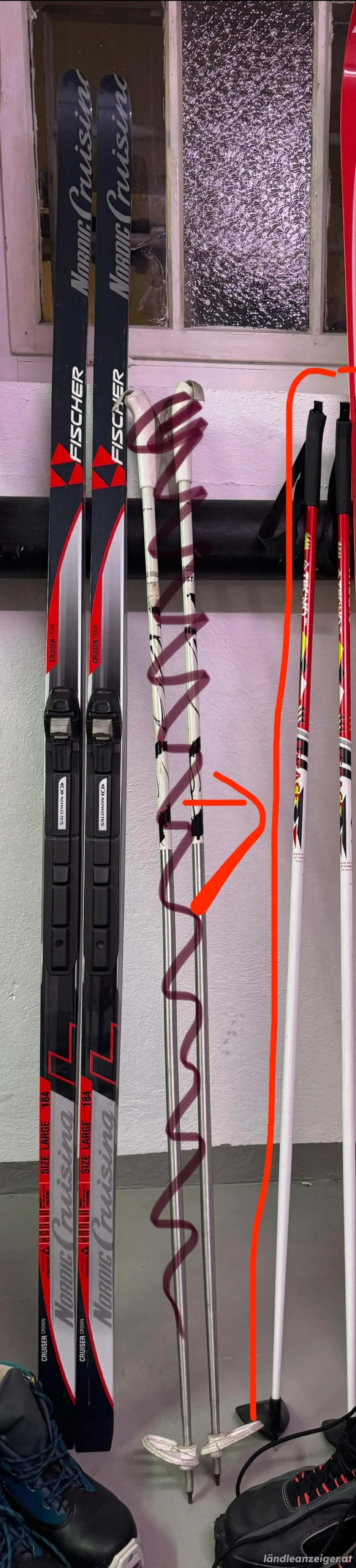 Kästle Langlaufski mit Stöcken und Schuhe 