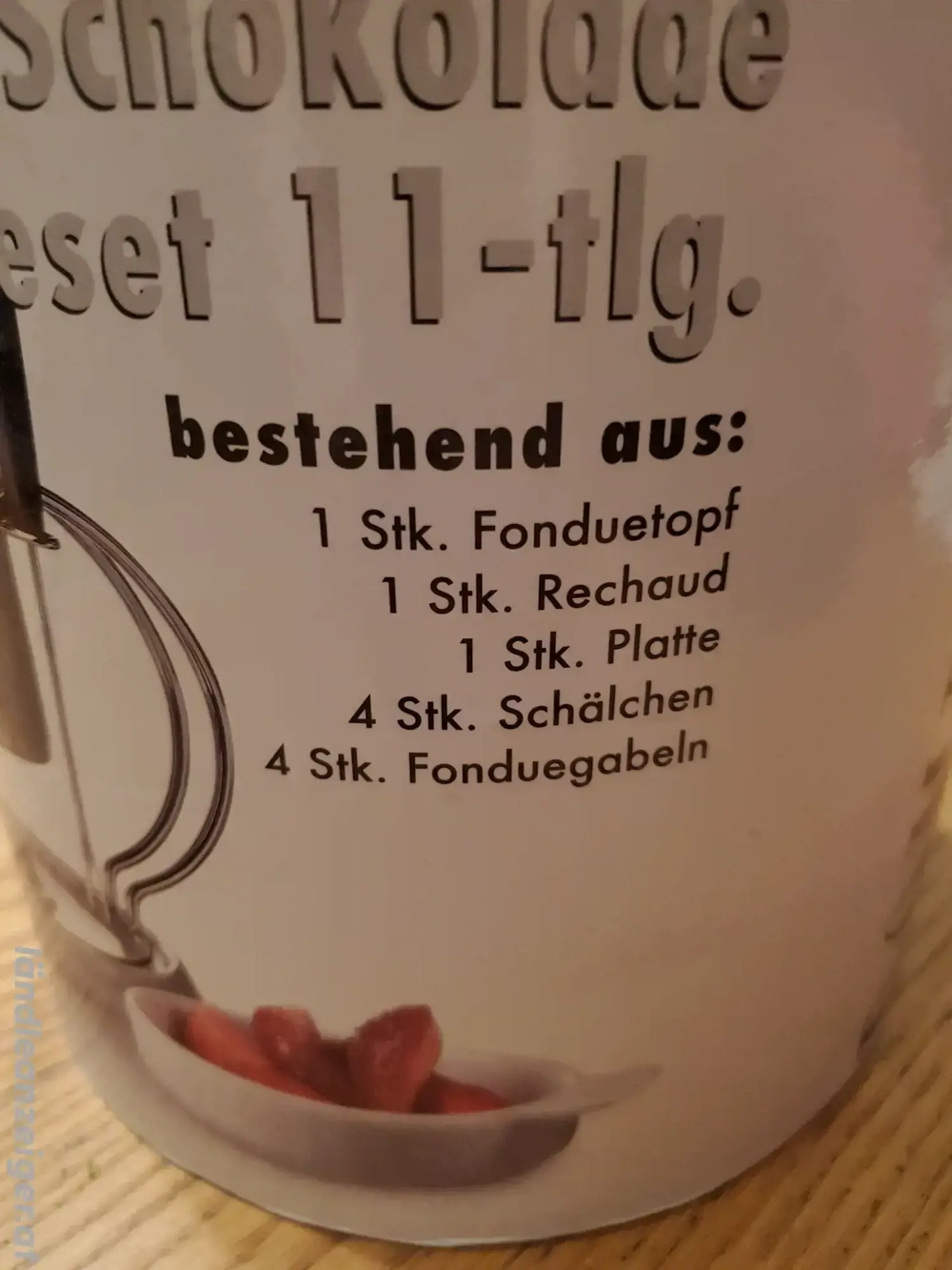 Schokolade Fondueset 11 teilig