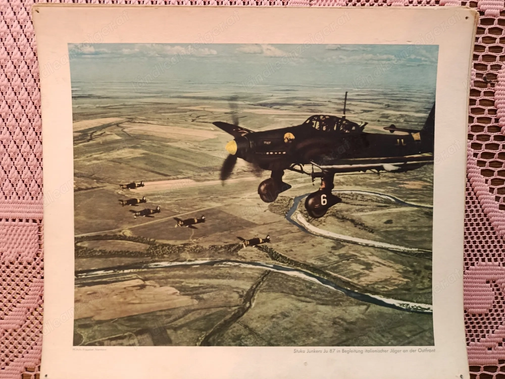 6x Flugzeug Bilder 2. Weltkrieg, Kartondruck