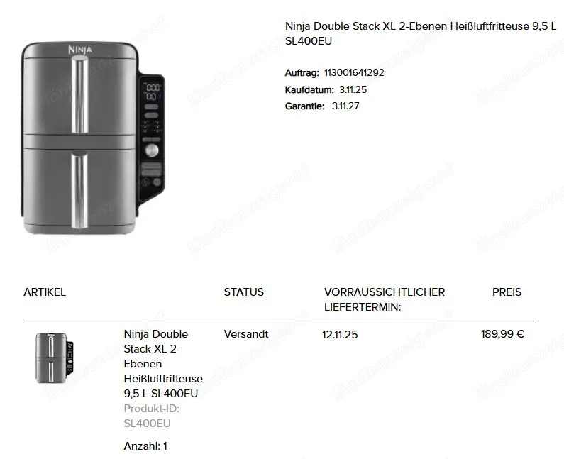 ***Heißluft Fritteuse NINJA Double Stack XL - NEU - Originalverpackt - ungeöffnet***