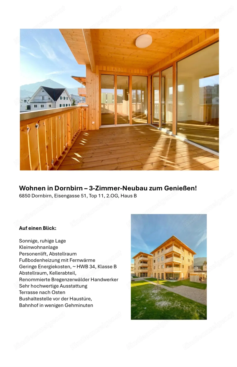 Wohnen in Dornbirn - Provisionsfreie - 3-Zimmer-Neubau zum Genießen!