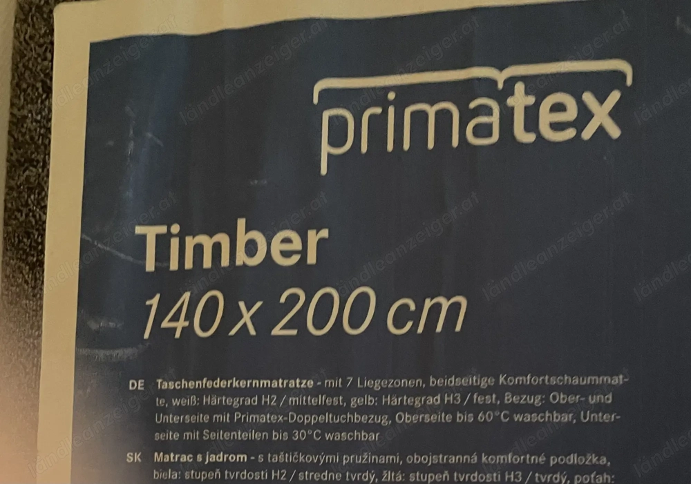 Matratze 140x200cm 24 cm hoch, Taschenfederkern 2 Jahre 