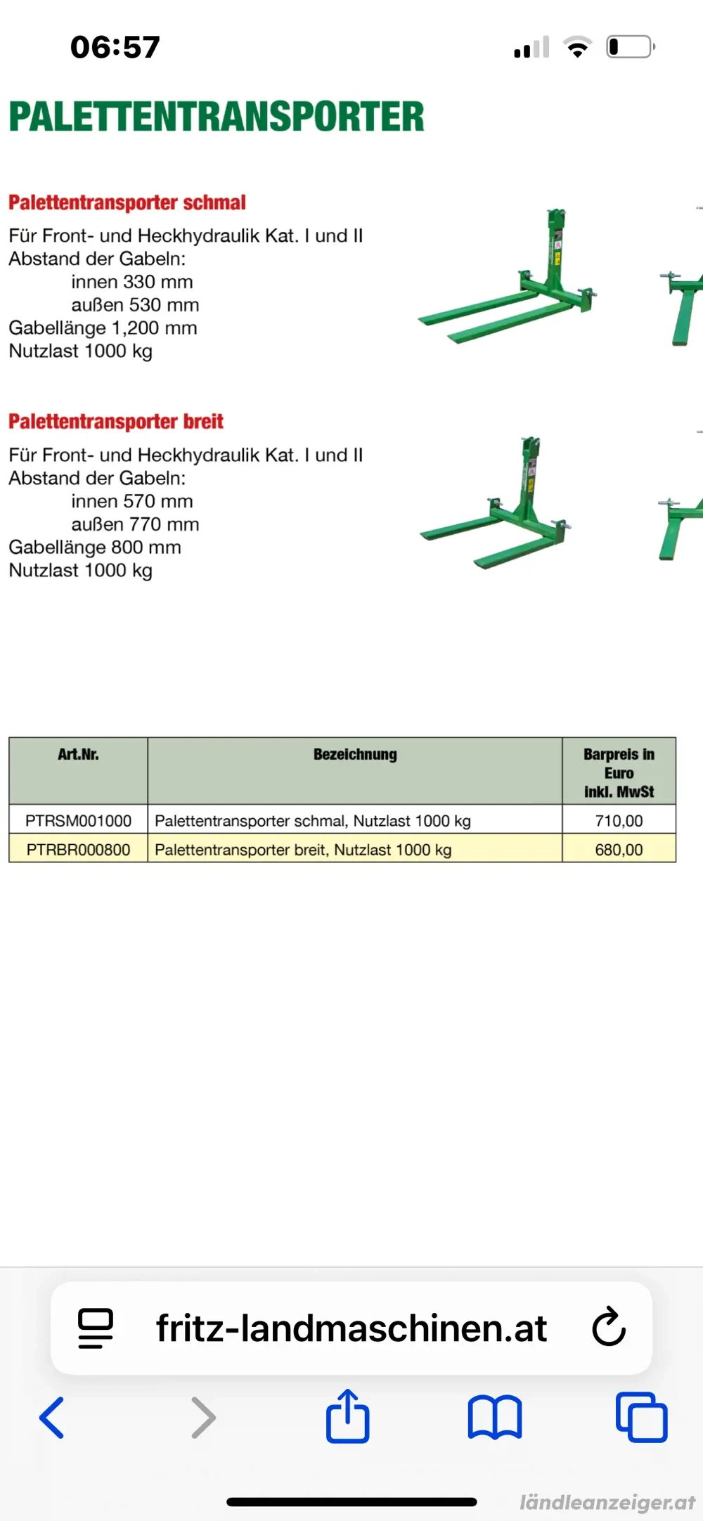 Palettengabel für Traktoren