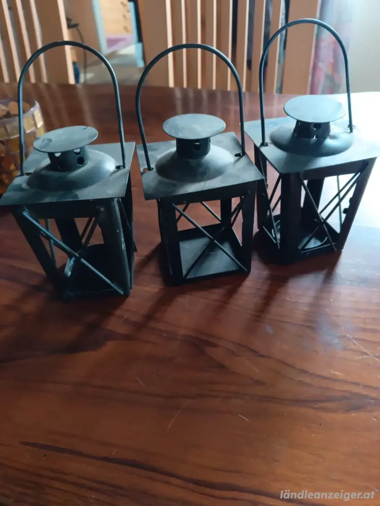 3 kleine schwarze Laternen 13 cm