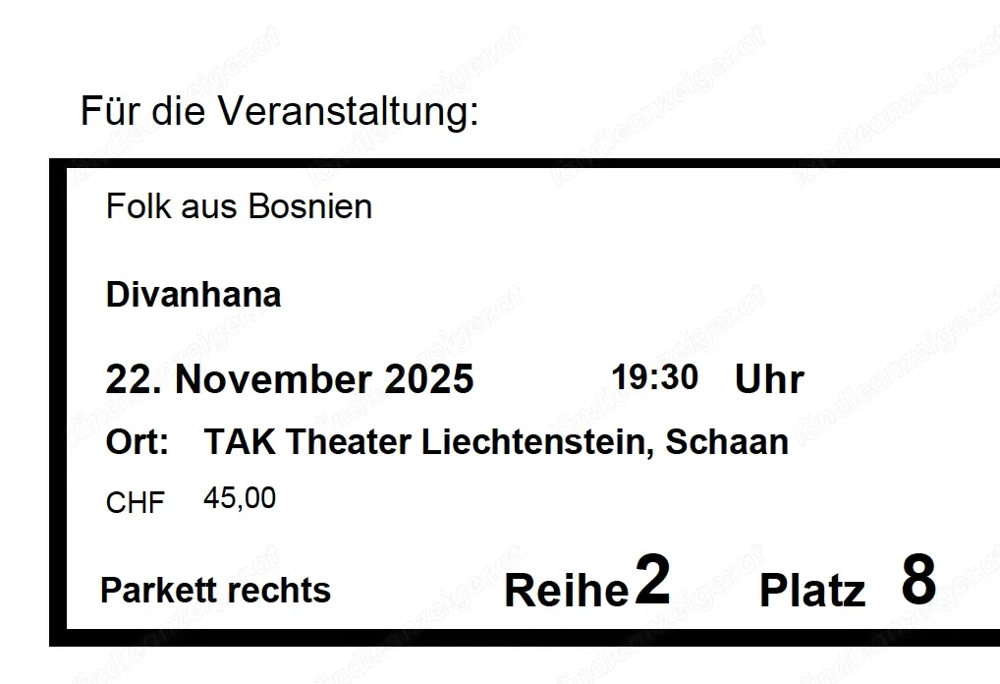 preisgekrönter Folk-Jazz-Pop aus Bosnien: Divanhana 22.11. im TAK - 2. Tickets 2. Reihe zentral