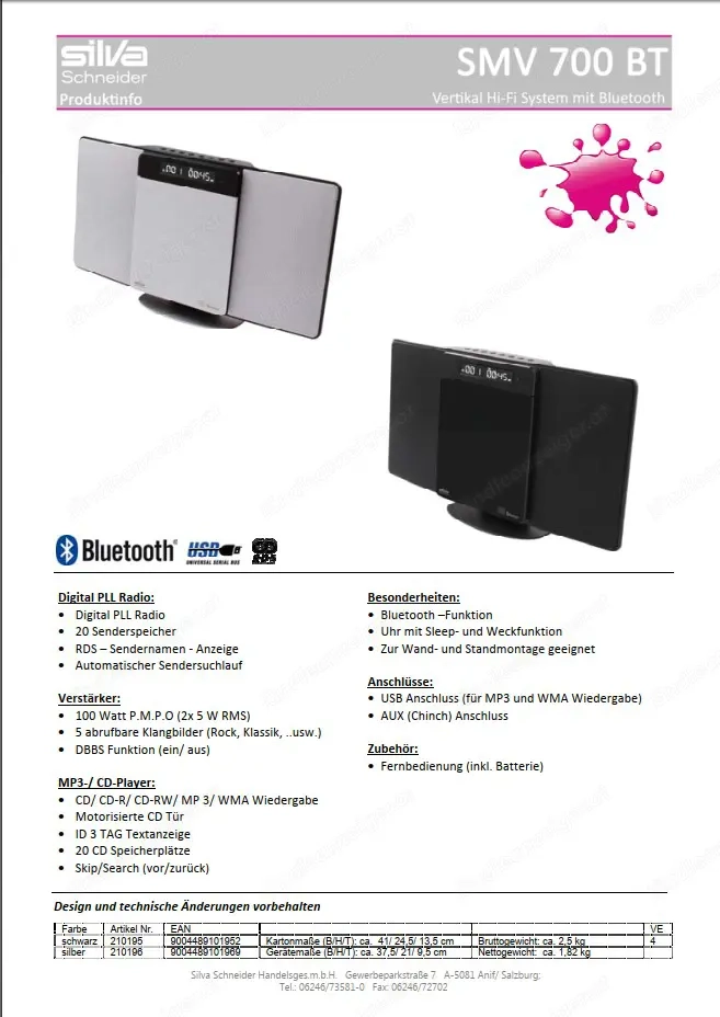 Silva Schneider SMV 700 BT HiFi System