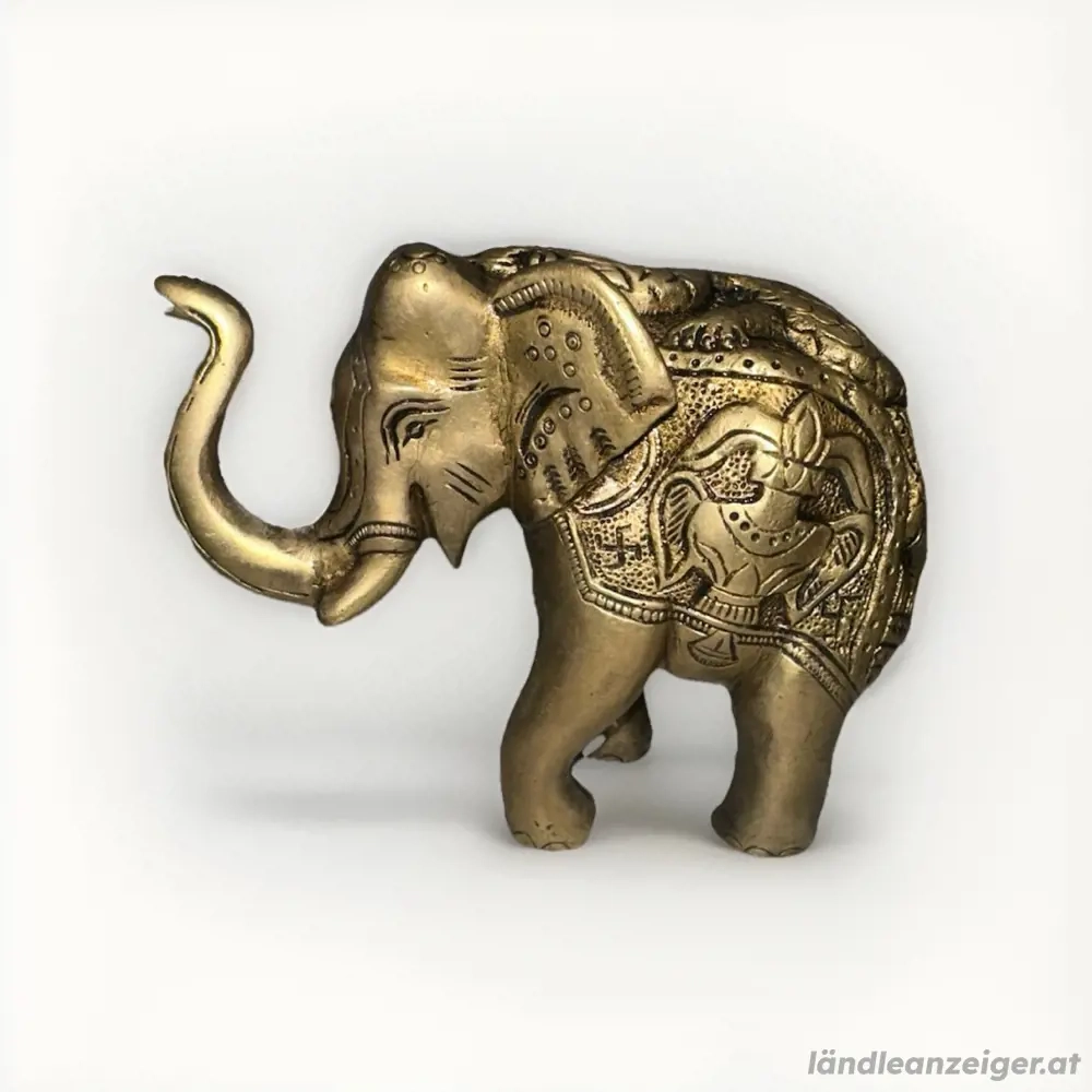 Messing Elefant 750g Handgefertigt Figur Mit Drache Deko Sammler Asiatisch Kunst