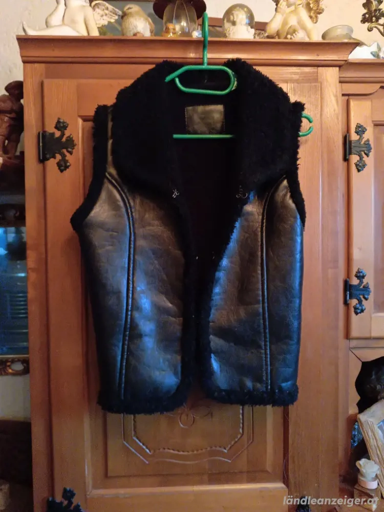 Leder Gilet Webpelz 38 40 schwarz