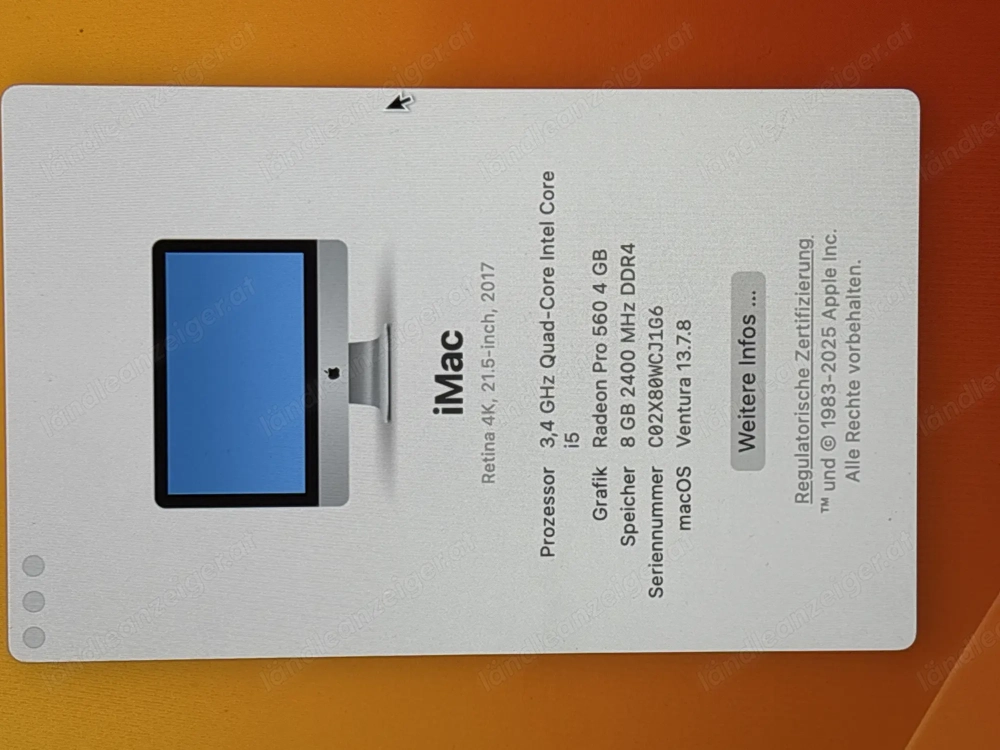 iMac 21,5  Retina 4K (2017)   i5 3,4 GHz - Radeon Pro 560   top Zustand