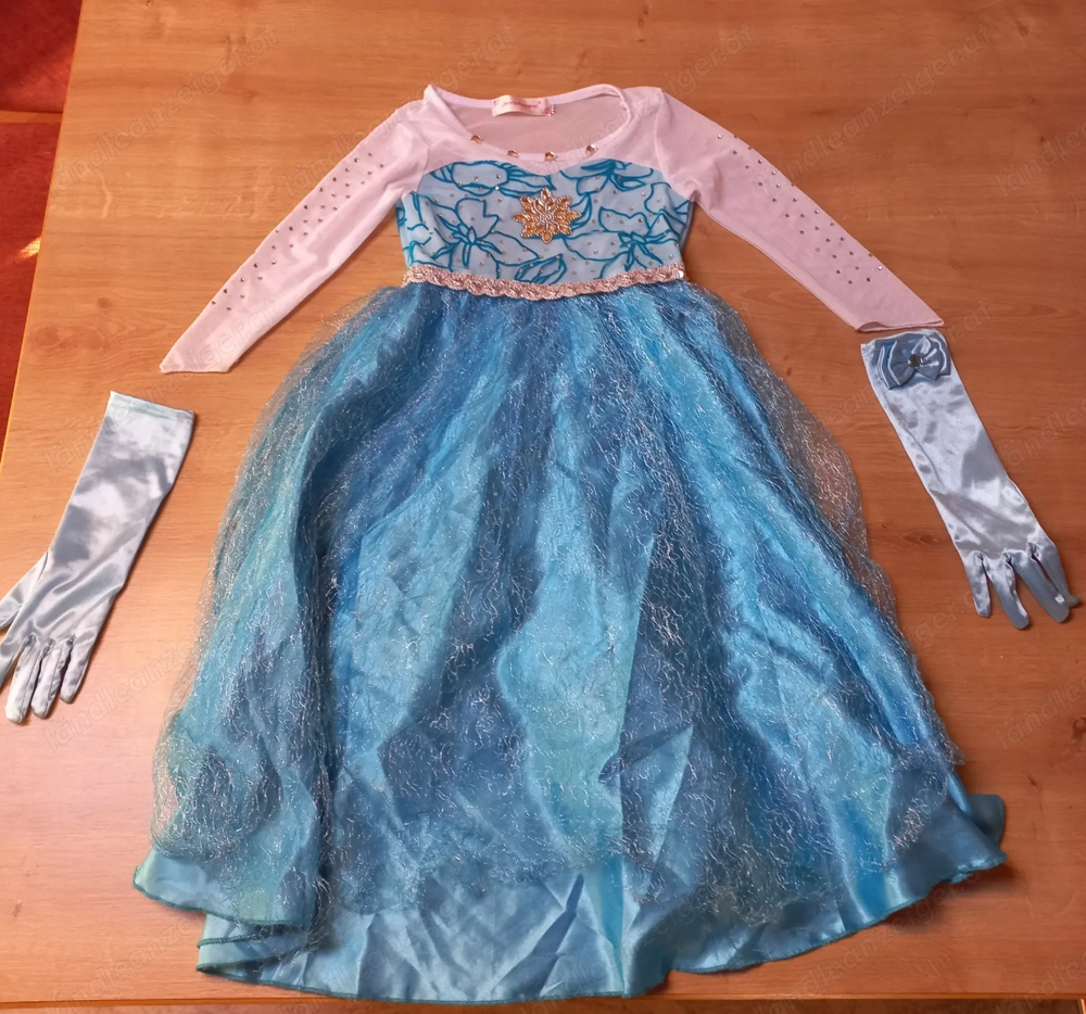 Elsa Eiskönigin Kostüm Kleid Gr.110 mit Handschuh