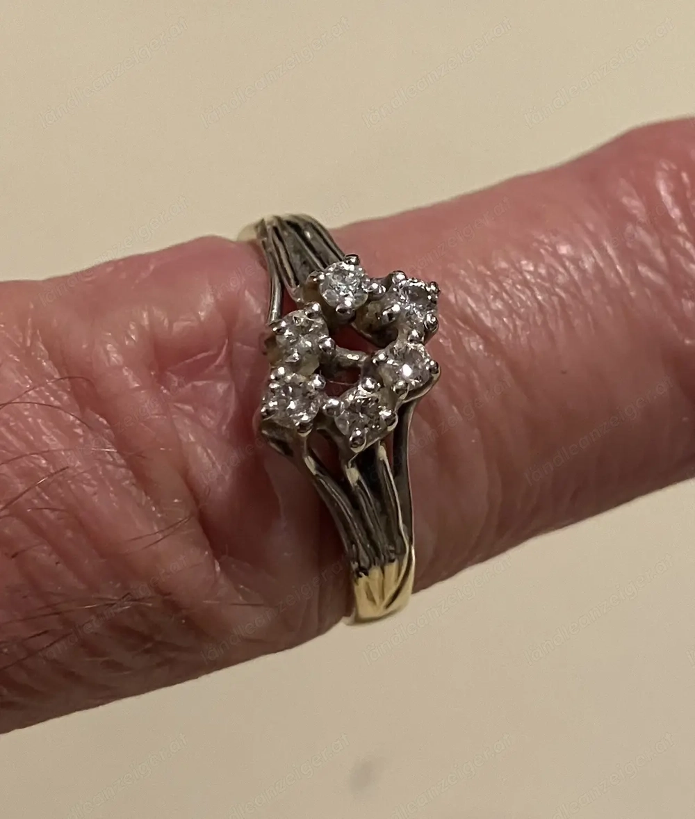 Ring Gelbgold Weißgold 6 Brillanten 3,6 Gr.