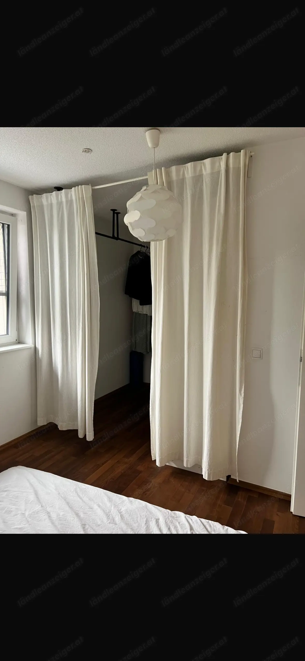 2 Vorhänge inkl. Vorhangstange   weiß