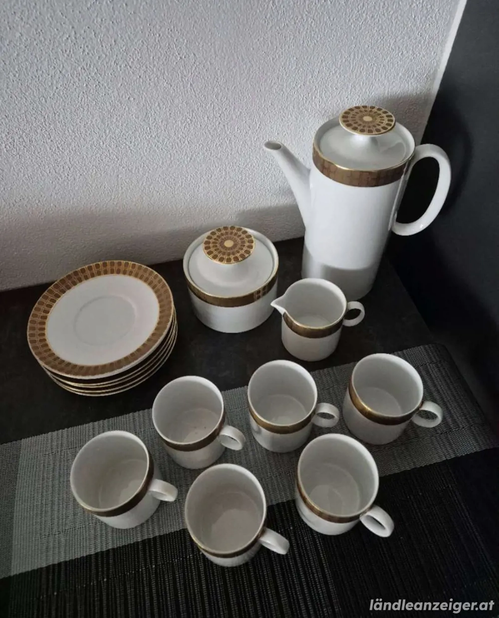 60er Porzellan mit Nickelgold Espresso Set